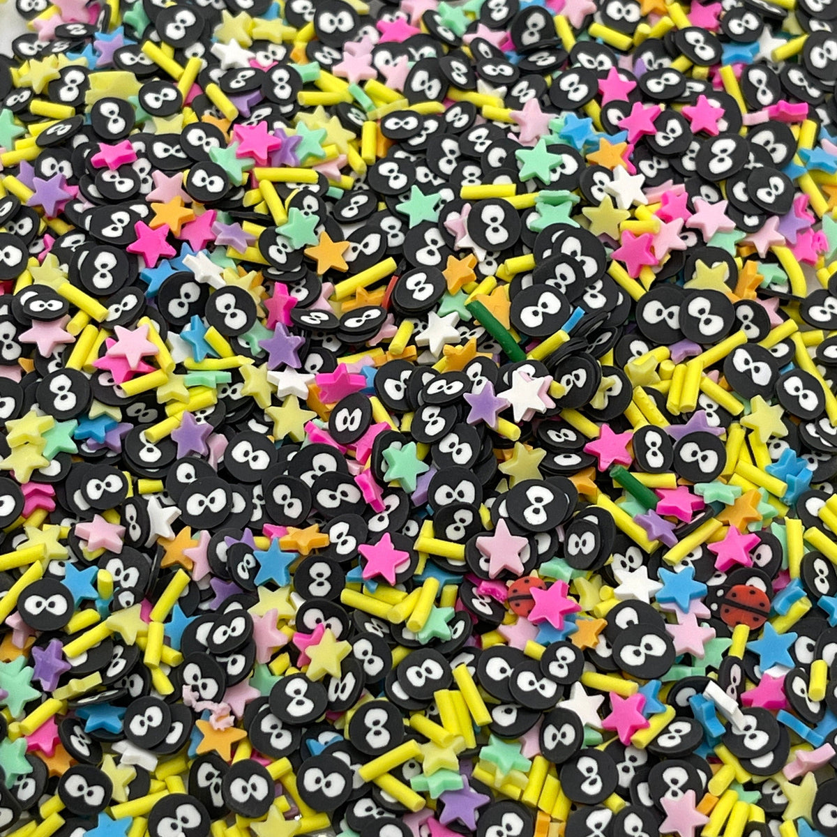 Black Carbon Mixed Color Star Polymer Clay Sprinkle Mix (NOT EDIBLE) D9-06
