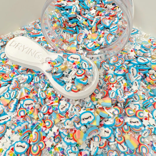 FAKE Blue Rainbow Sky Party Themed Polymer Clay Sprinkle Mix (NOT EDIBLE) D37-21