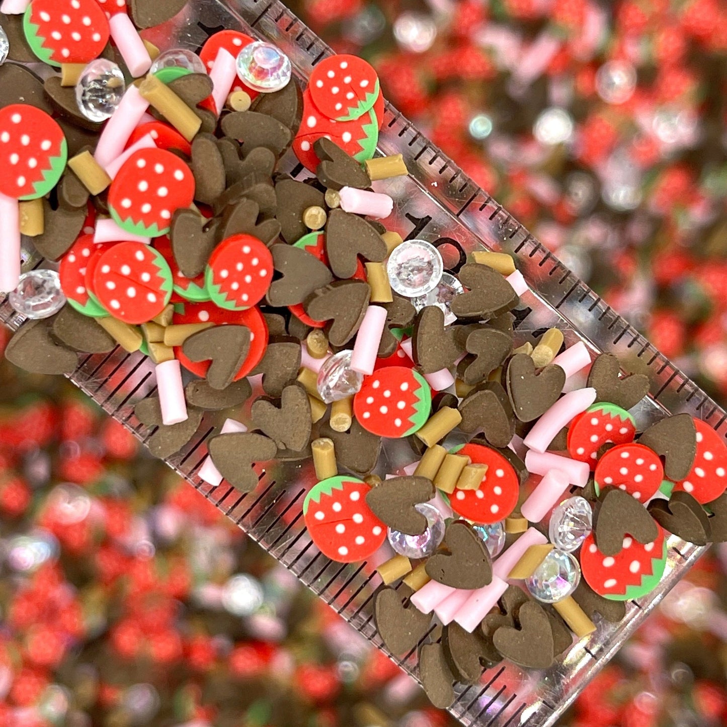 FAKE Chocolate Strawberry Polymer Clay Sprinkle Mix (NOT EDIBLE) D10-10