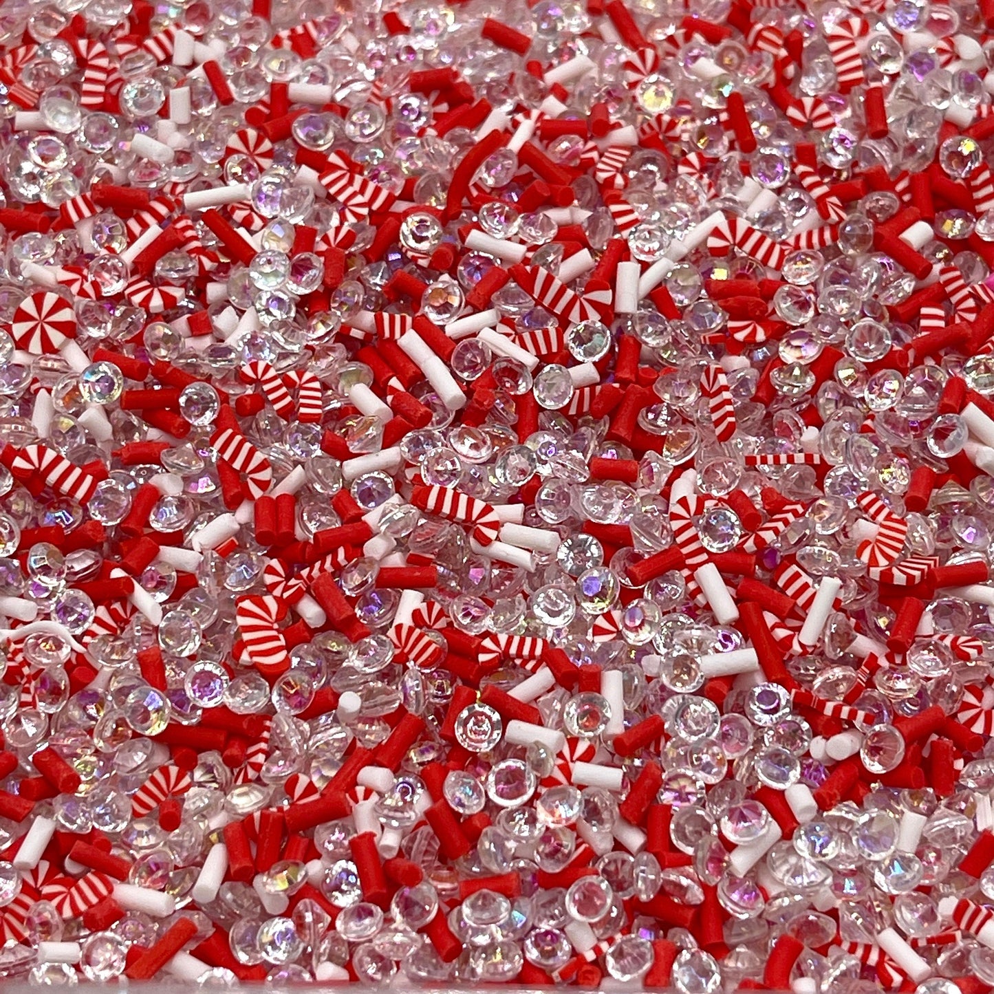 FAKE Christmas Candy Cane w/Pearls and Polymer Clay Sprinkle (NOT EDIBLE) D7-02