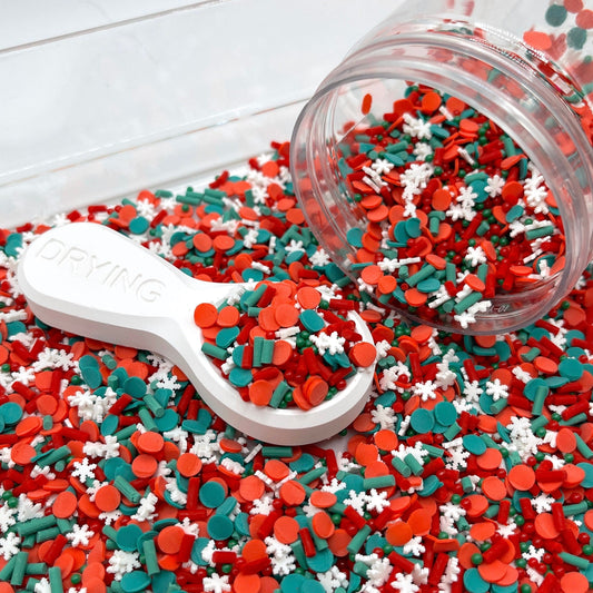 FAKE Christmas Round Dot Snowflake Polymer Clay Sprinkle Mix (NOT EDIBLE) D3-02