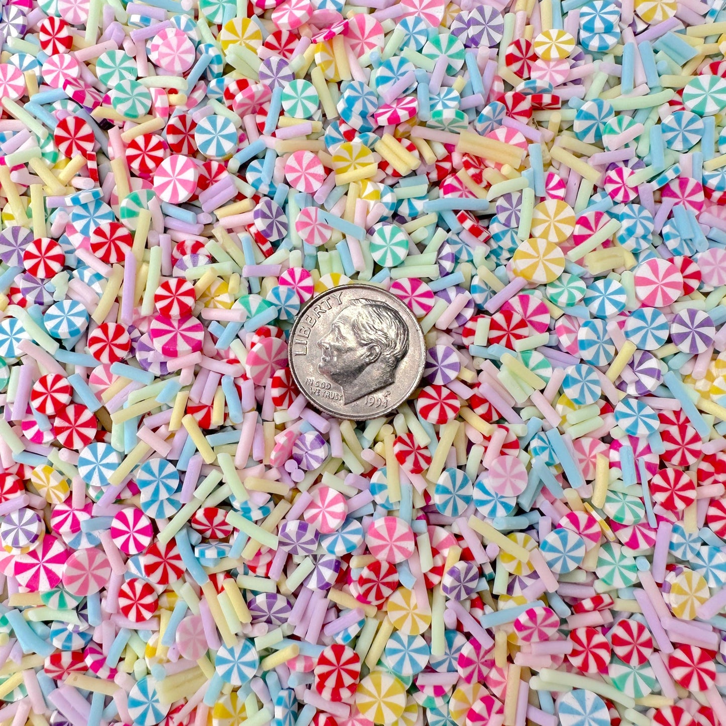 FAKE Colorful Pastel Peppermint Polymer Clay Sprinkle (NOT EDIBLE) D35-24