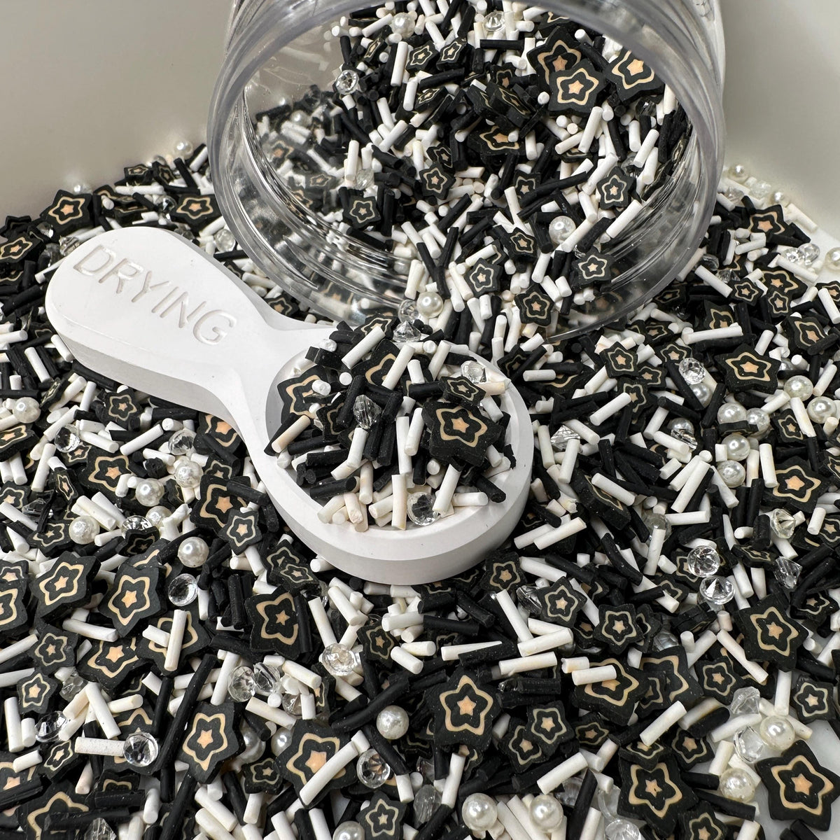 Double Black Star Themed Polymer Clay Sprinkle Mix (NOT EDIBLE) D25-14