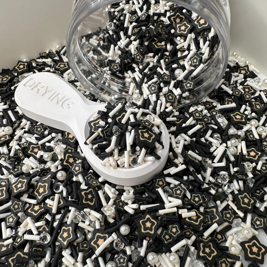 Double Black Star Themed Polymer Clay Sprinkle Mix (NOT EDIBLE) D25-14