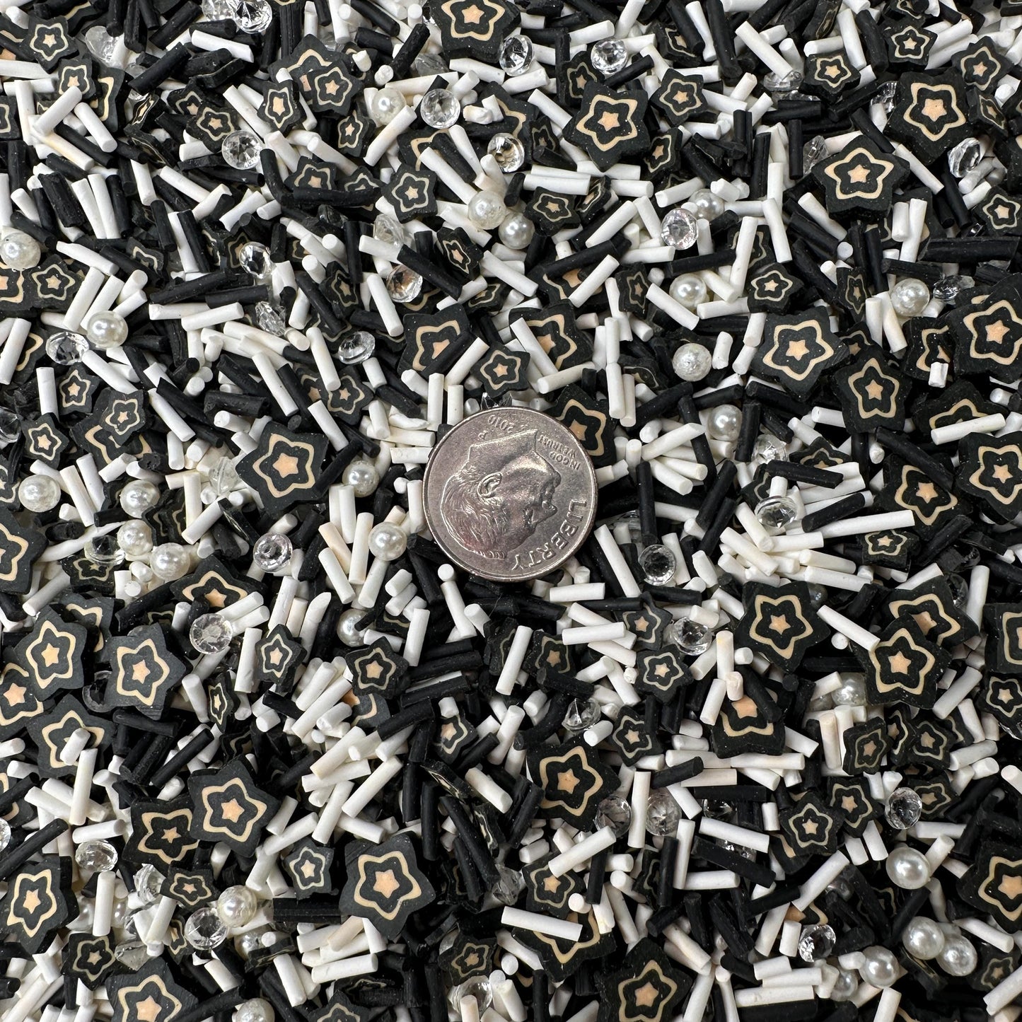 Double Black Star Themed Polymer Clay Sprinkle Mix (NOT EDIBLE) D25-14
