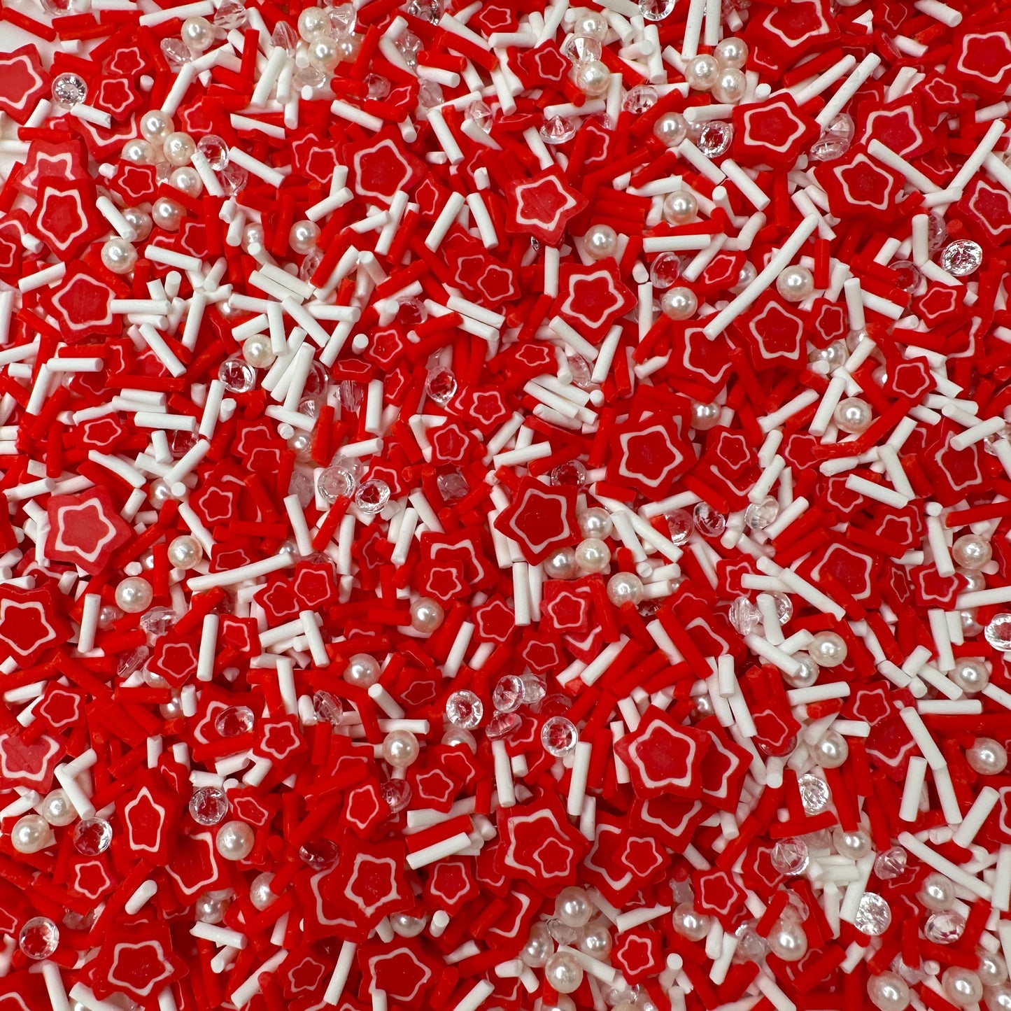 FAKE Double Red Star Themed Polymer Clay Sprinkle Mix (NOT EDIBLE) D25-11