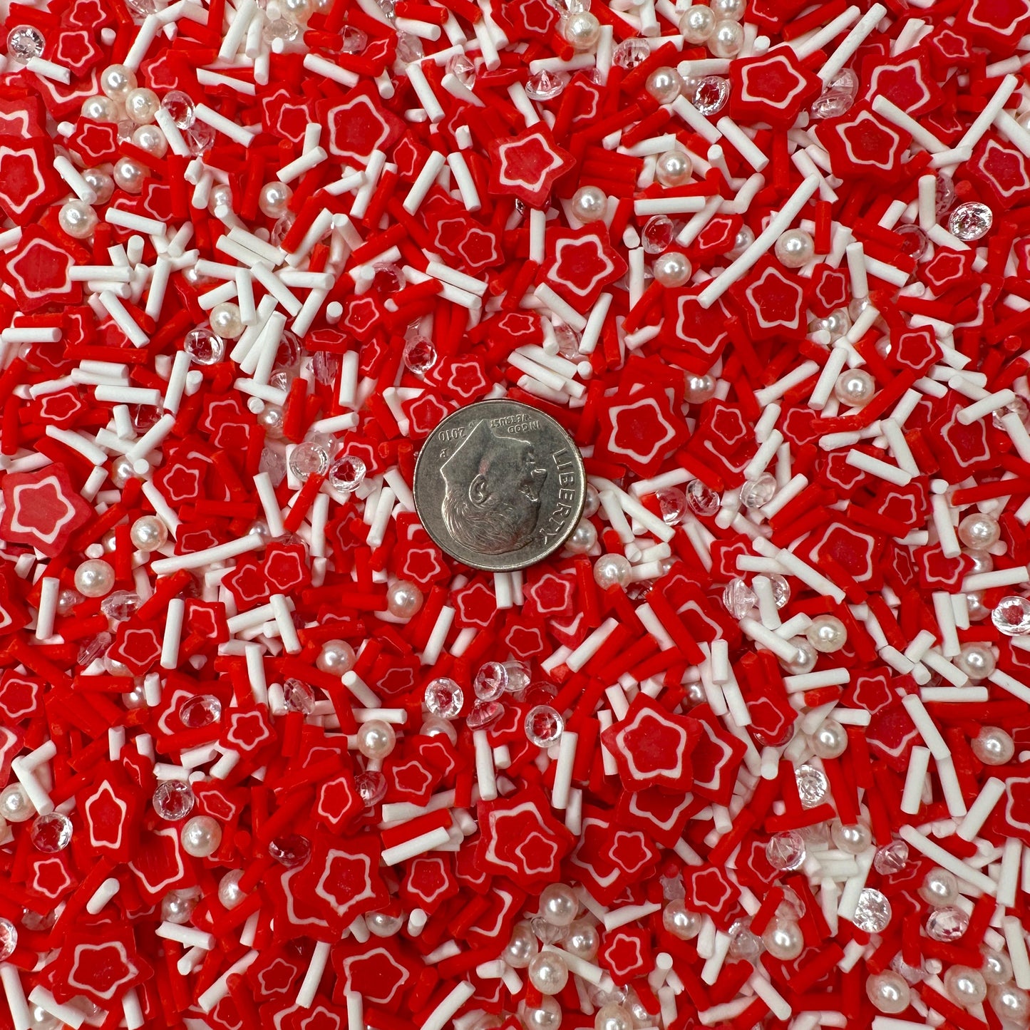 FAKE Double Red Star Themed Polymer Clay Sprinkle Mix (NOT EDIBLE) D25-11