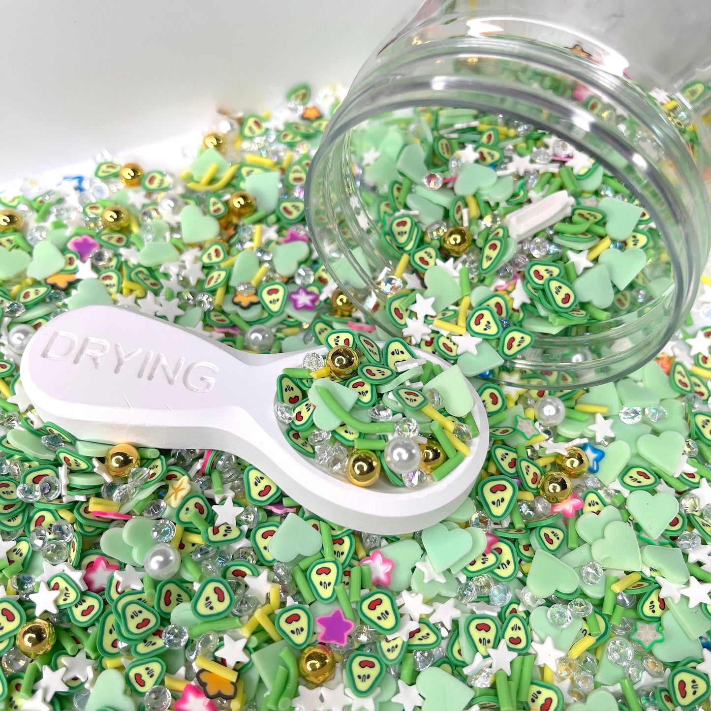 FAKE Green Lovely Avocado Polymer Clay Sprinkle Pearl Mix (NOT EDIBLE) D43-25