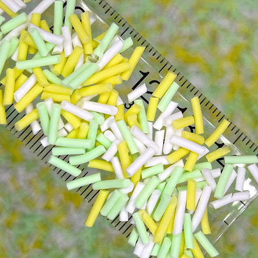 FAKE Green Yellow Polymer Clay Sprinkle Pieces Mix (NOT EDIBLE) D11-06