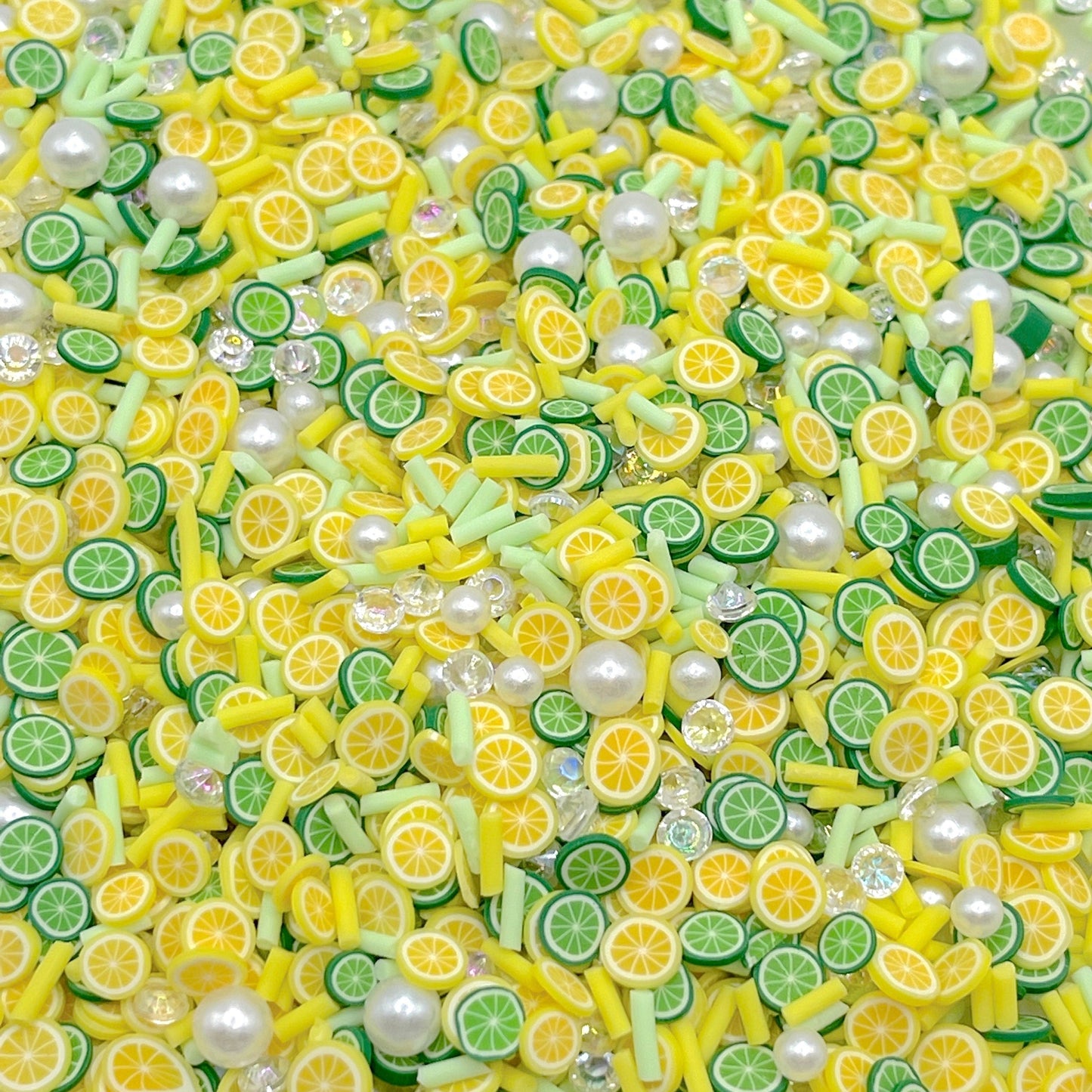 FAKE Lemon Lime Sprinkles w/Pearls Polymer Clay Sprinkle Mix (NOT EDIBLE) D10-14