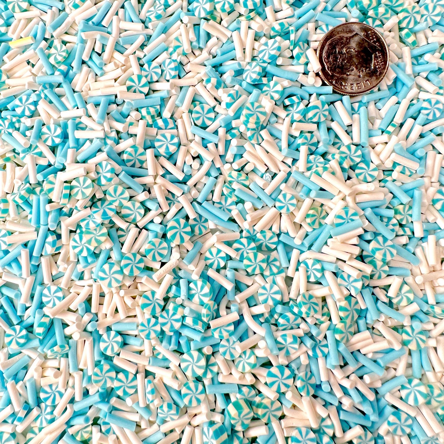 FAKE Light Blue White Peppermint Polymer Clay Sprinkle (NOT EDIBLE) D45-24