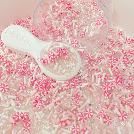 FAKE Light Pink Peppermint w/Rhinestones Polymer Clay Sprinkle Mix (NOT EDIBLE)