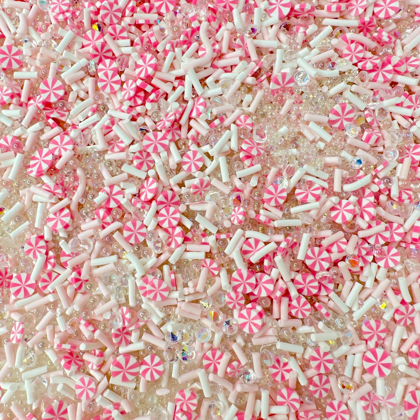 FAKE Pink Peppermint Rhinestones Polymer Clay Sprinkle Mix (NOT EDIBLE) D25-23