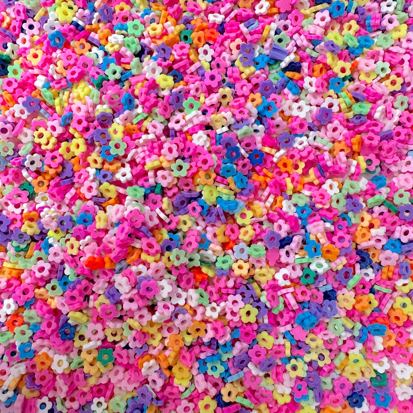 FAKE Mixed Bright Daisy Flower Outline Theme Polymer Clay Sprinkle (NOT EDIBLE)