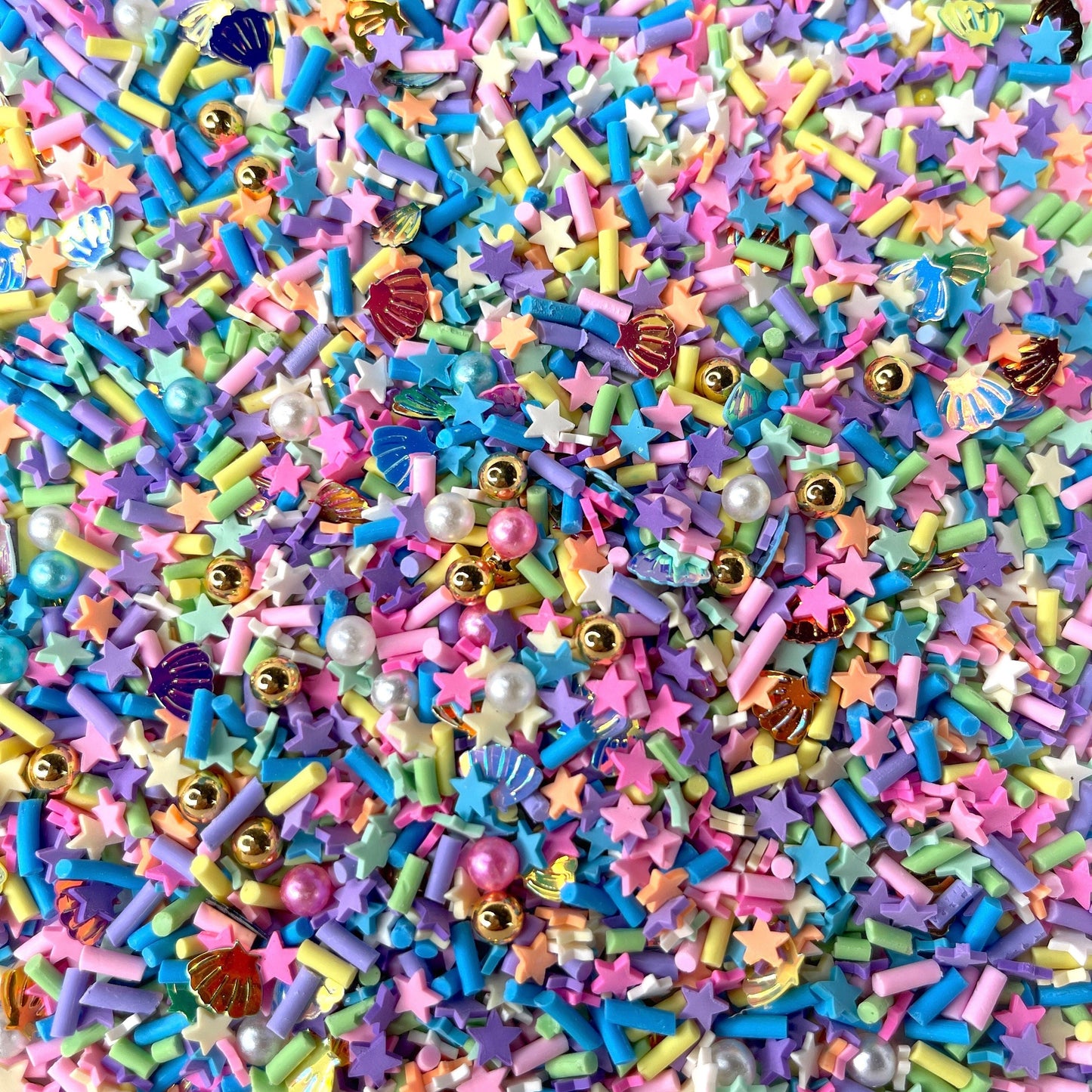 FAKE Mixed Pastel Star Seashell Polymer Clay Sprinkle Mix (NOT EDIBLE) D48-14