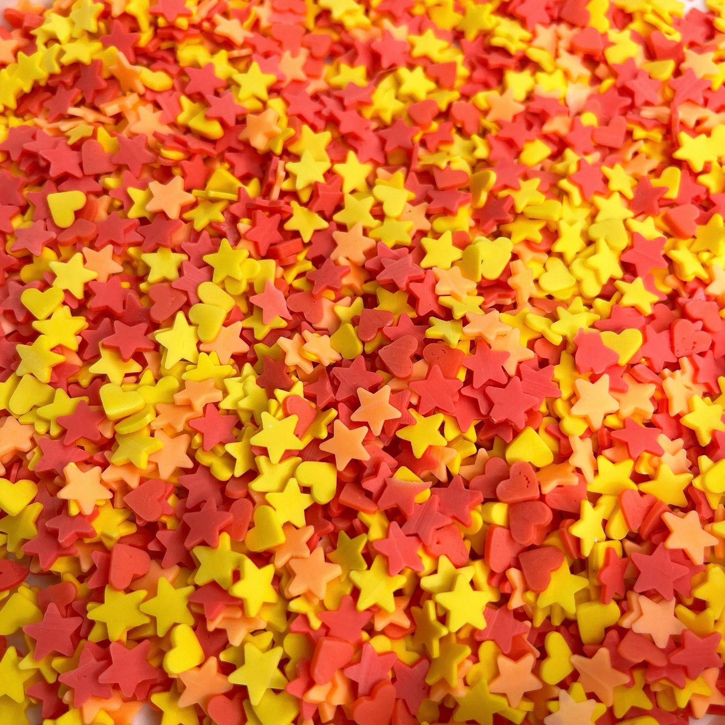 FAKE Orange and Yellow Star Heart Polymer Clay Sprinkle Mix (NOT EDIBLE) D32-18