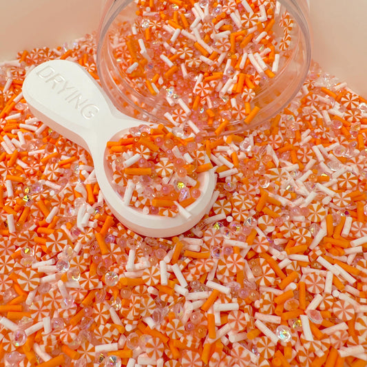 FAKE Orange Peppermint with Rhinestones Polymer Clay Sprinkle Mix (NOT EDIBLE)