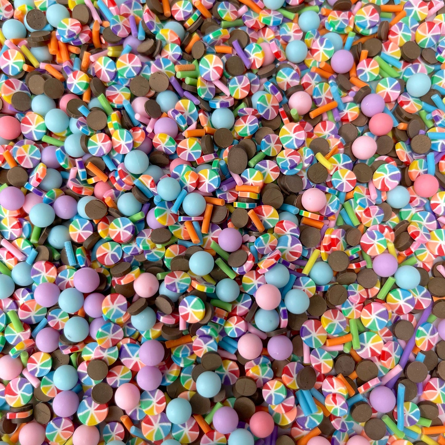 FAKE Pastel Rainbow Brownie Polymer Clay Sprinkle and Pearl Mix (NOT EDIBLE)