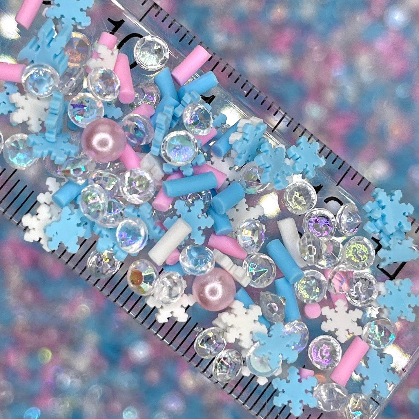 FAKE Pink Blue Snowflake Winter Polymer Clay Sprinkle Mix (NOT EDIBLE) D7-10