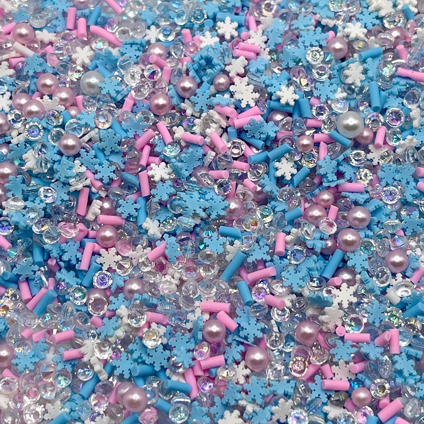 FAKE Pink Blue Snowflake Winter Polymer Clay Sprinkle Mix (NOT EDIBLE) D7-10