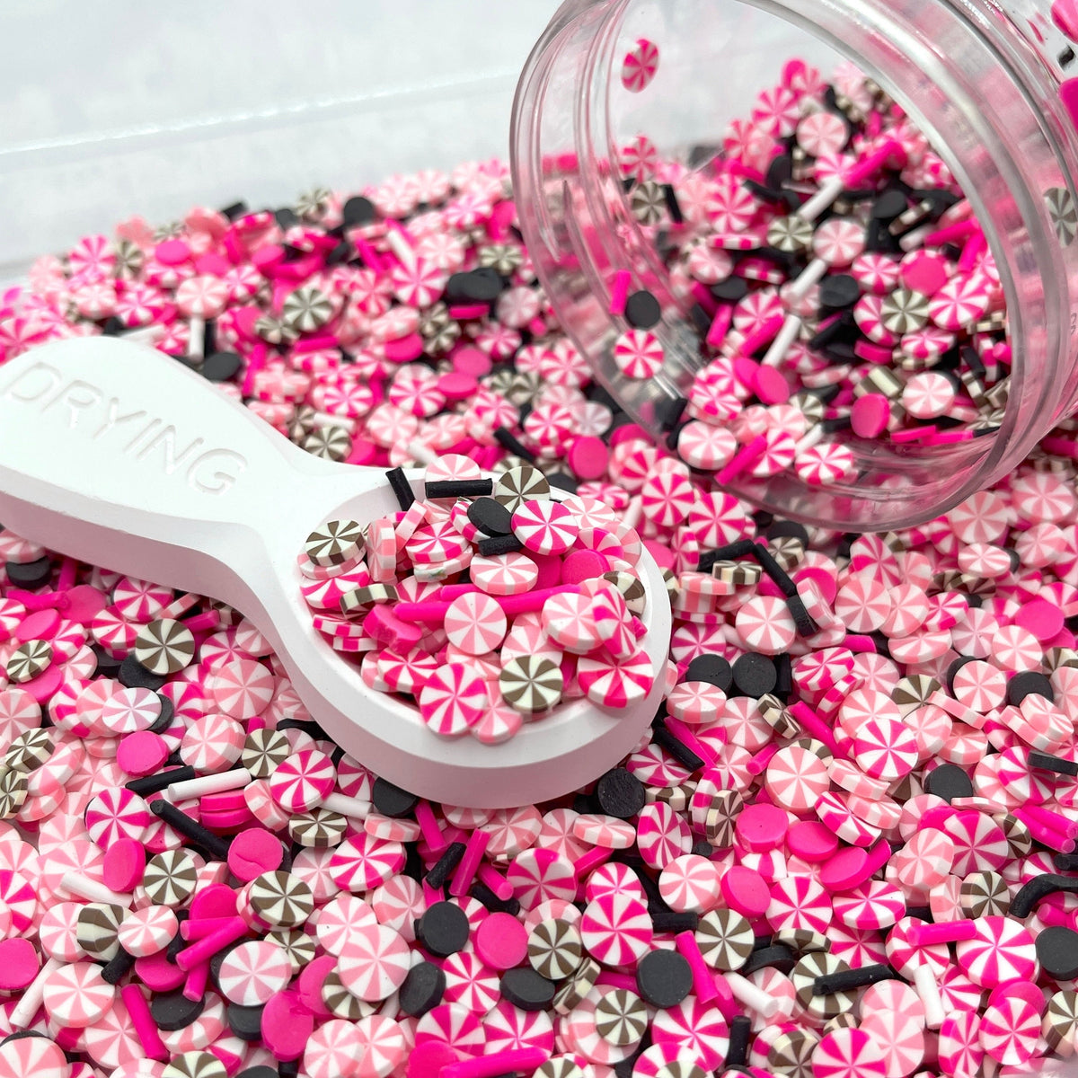 Pink Brown Peppermint Polymer Clay Sprinkles Mix (NOT EDIBLE) D3-07