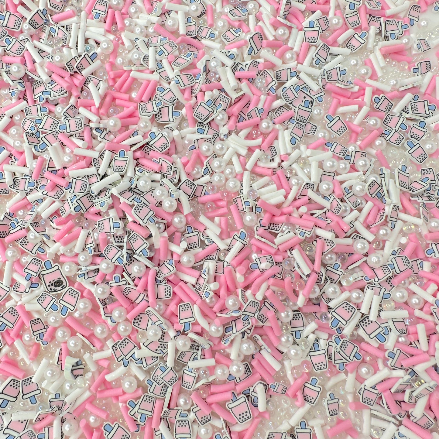 FAKE Pink Bubble Tea Pearl, Food Polymer Clay Sprinkle Mix (NOT EDIBLE) D32-17