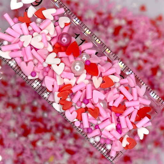 FAKE Pink Pearl and Heart Polymer Clay Sprinkle Mix (NOT EDIBLE) D8-02