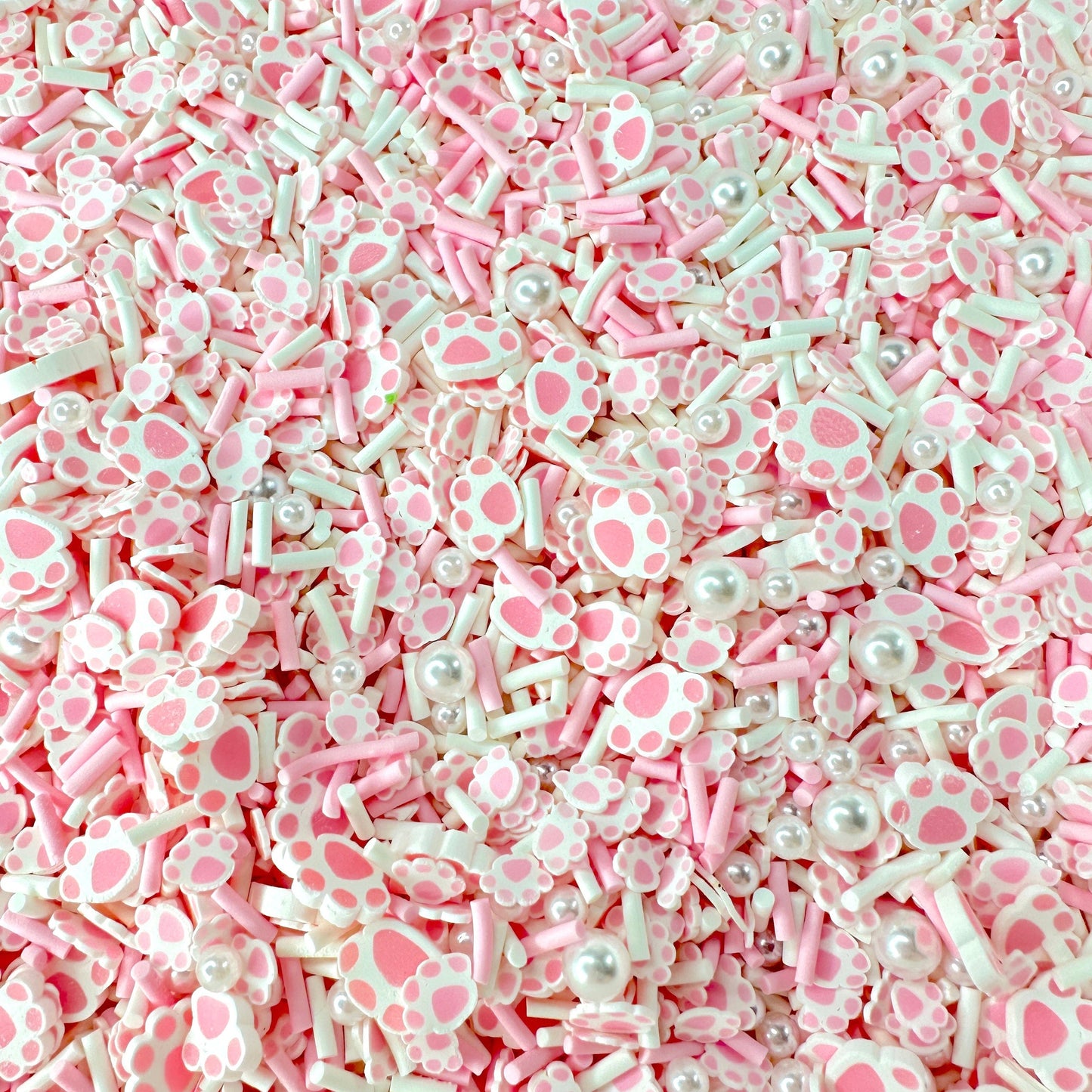 FAKE Pink Paw Print, Animal Polymer Clay Sprinkle Mix (NOT EDIBLE)  D26-24