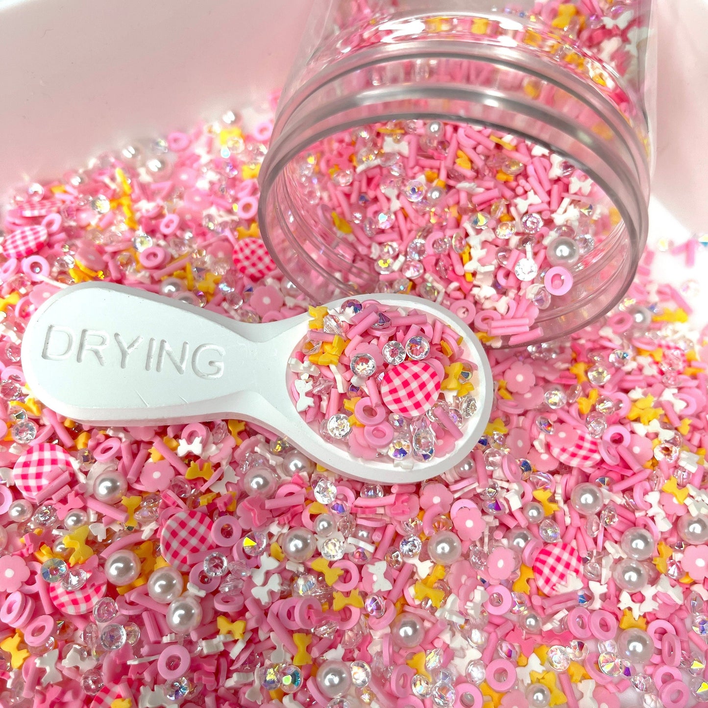 FAKE Pink Picnic, Food Polymer Clay Sprinkle Pearl Mix (NOT EDIBLE) D43-01