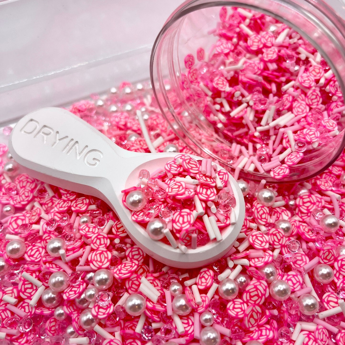 FAKE Pink Rose Pearl Polymer Clay Sprinkle Mix  (NOT EDIBLE) D3-23