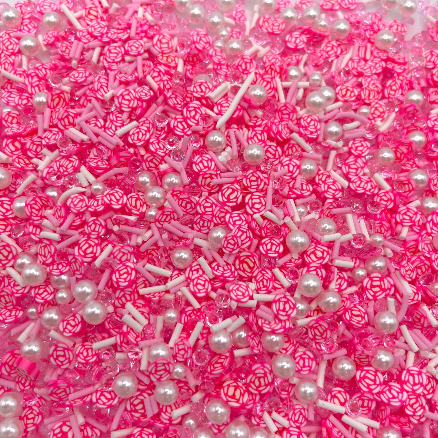 FAKE Pink Rose Pearl Polymer Clay Sprinkle Mix  (NOT EDIBLE) D3-23