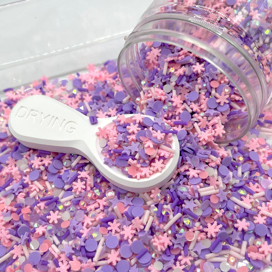 FAKE Purple Pink Winter Snowflake Polymer Clay Sprinkle Mix (NOT EDIBLE) D4-20