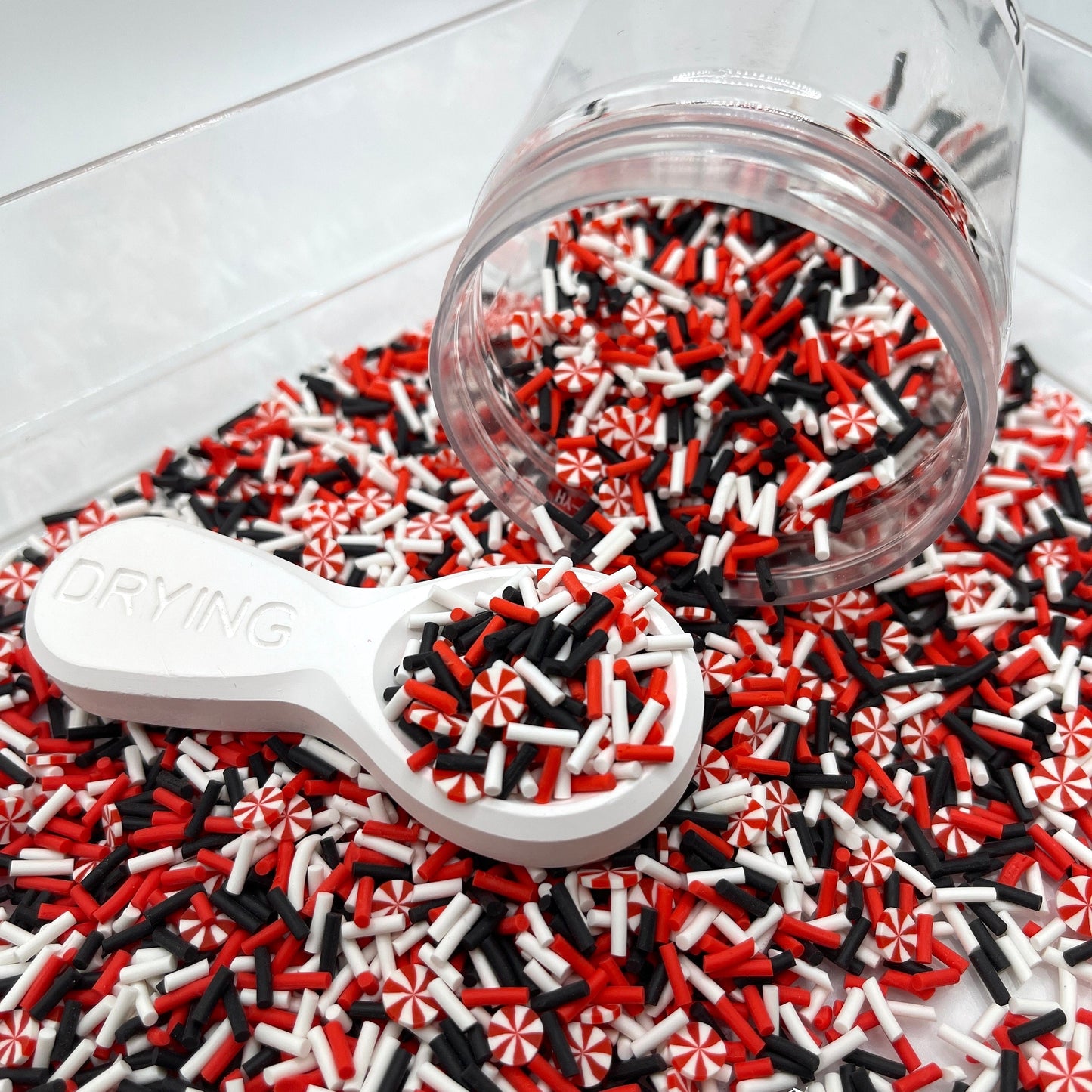 FAKE Red Black Peppermint Candy Polymer Clay Sprinkle Mix (NOT EDIBLE) D3-16