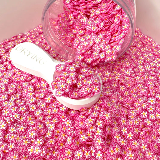 FAKE 5MM Rose Pink Flower, Floral Polymer Clay Sprinkle (NOT EDIBLE) D13-25