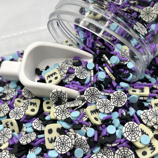 FAKE Spooky Ghost and Spiderweb Polymer Clay Sprinkle Mix (NOT EDIBLE) D5-08