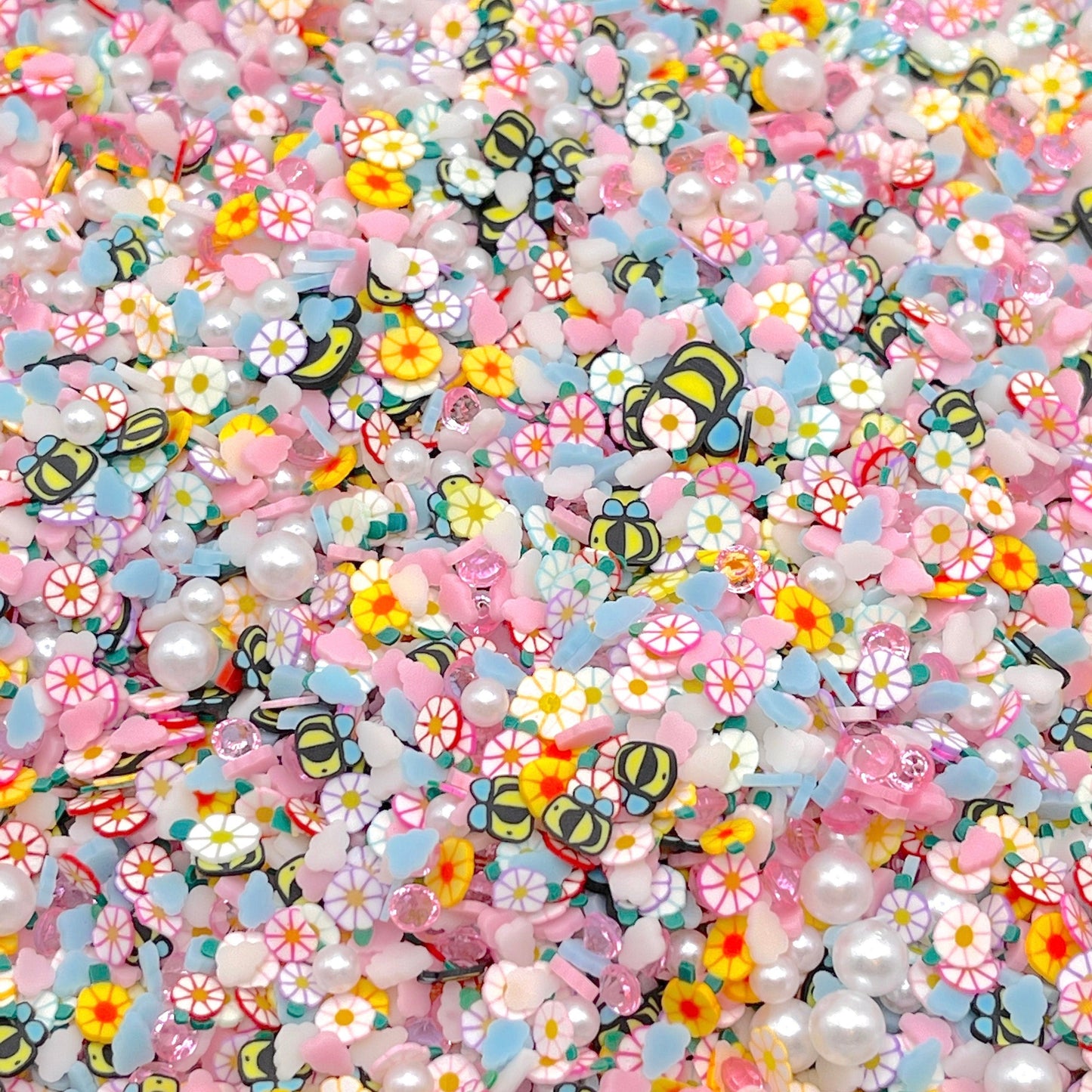 FAKE Spring Cloud Bee Pearls, Sky Polymer Clay Sprinkle Mix (NOT EDIBLE) D9-04