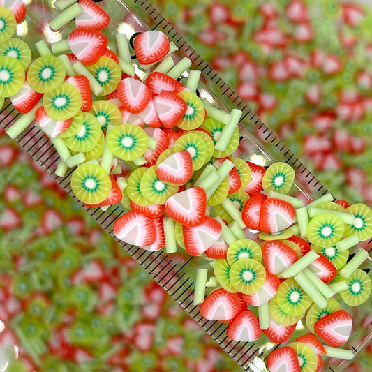 FAKE Strawberry Kiwi Fruit Polymer Clay Sprinkle Mix (NOT EDIBLE) D10-11