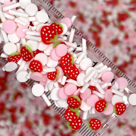 FAKE Strawberry Shortcake, Fruit Polymer Clay Sprinkle Mix (NOT EDIBLE) D6-07