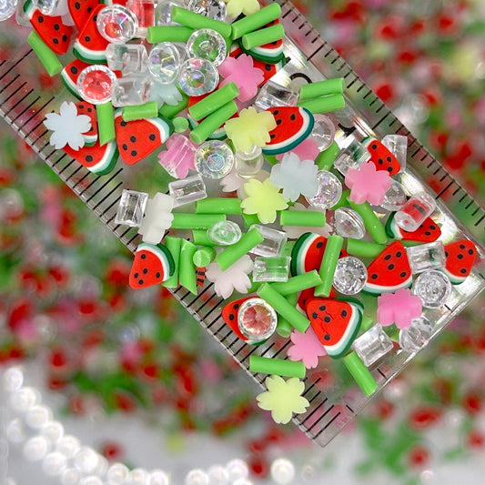 FAKE Watermelon Sakura w/Pearls Polymer Clay Sprinkle Mix (NOT EDIBLE) D10-04