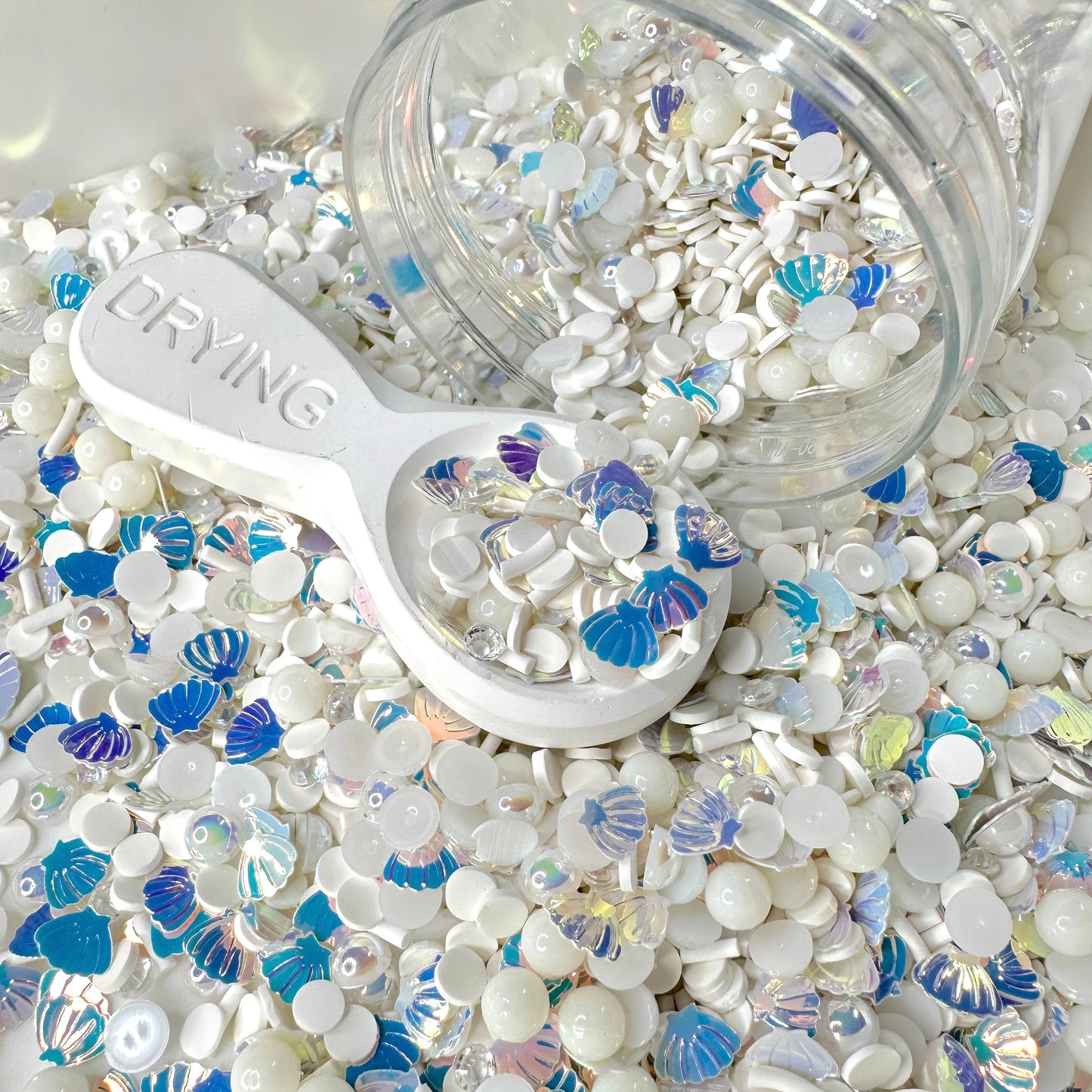 FAKE White Shell Pearl Polymer Clay Sprinkle Mix (NOT EDIBLE) D26-12