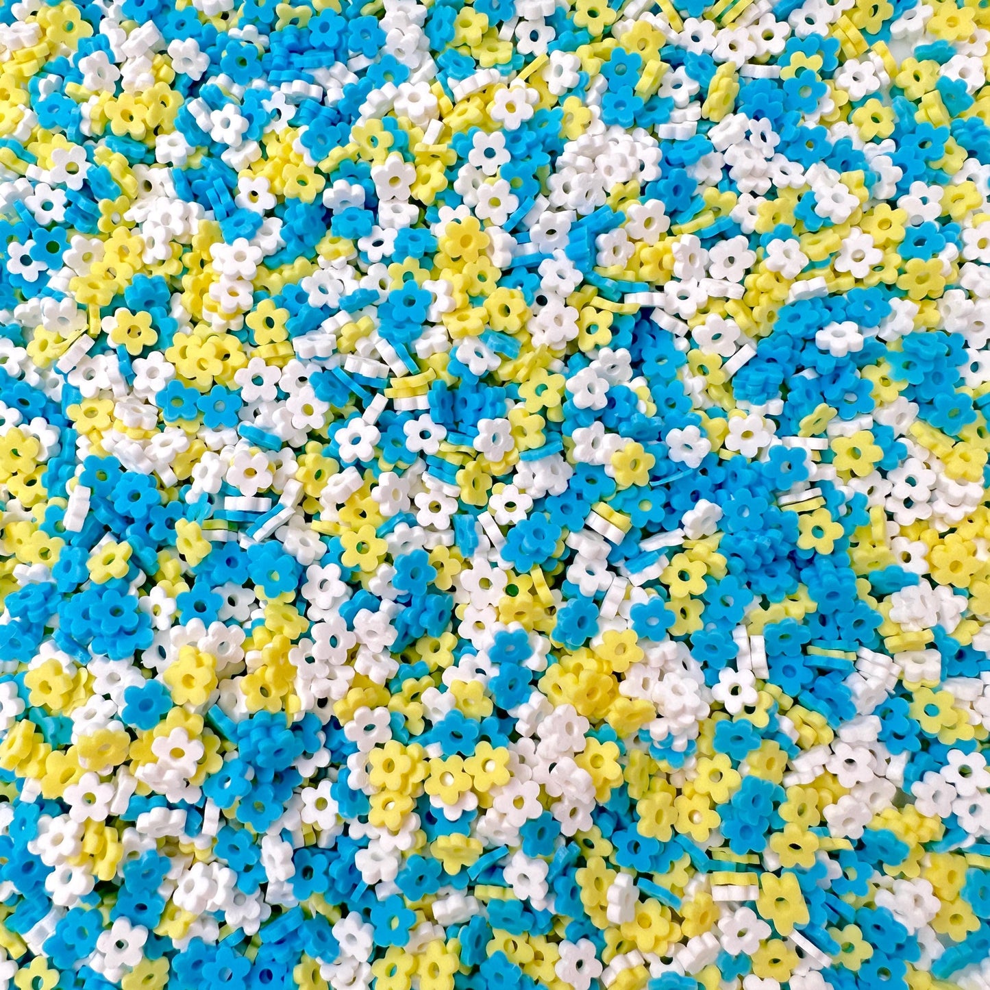 FAKE Yellow and Blue Daisy Flower Outline Mix Polymer Clay Sprinkle (NOT EDIBLE)