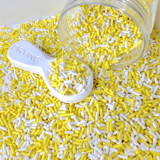 FAKE Yellow White Theme Polymer Clay Sprinkle Pieces Mix (NOT EDIBLE)  D1-12