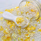 Yellow Flower Pearl, Floral Polymer Clay Sprinkles Mix (NOT EDIBLE) D3-14