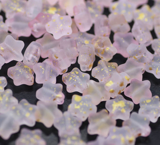 8.5MM Matte Light Pink Gold Specks Glass Star Beads (AB10)