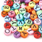 7MM Mixed Color Flat Round Bead Black Greek Letter Beads