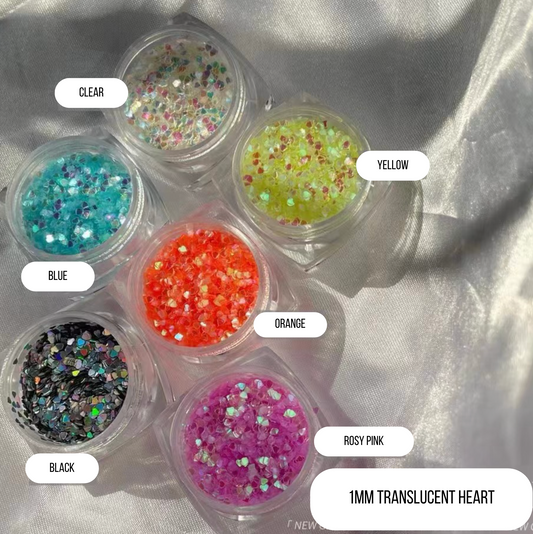 1MM Translucent/AB/Metallics Heart Glitter Confetti (3G Jar)