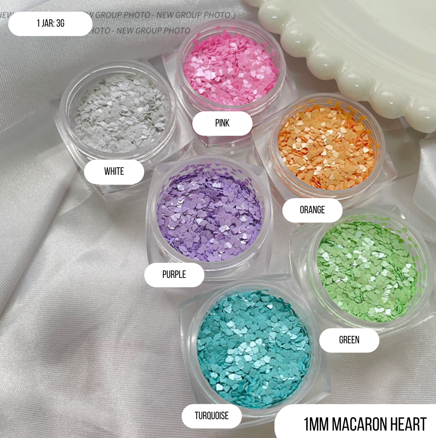 1MM Neon/Macaron Heart Glitter Confetti (3G Jar)