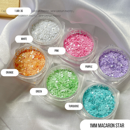 1MM Neon/Macaron Star Glitter Confetti (3G Jar)