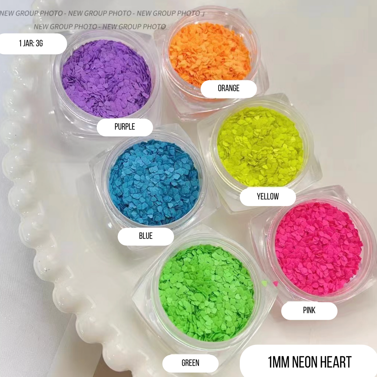 1MM Neon/Macaron Heart Glitter Confetti (3G Jar)