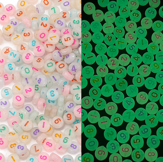 7MM Mixed Number Glow-in-the-Dark Acrylic Flat Round Beads